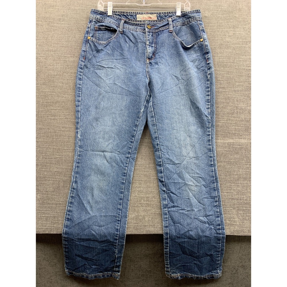 Faded Glory Bootcut Jeans Womens 12 Blue Denim Cotton Mid Rise Zip Fly 5 Pockets